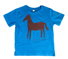 Load image into Gallery viewer, Horse t-shirt for children, cool and fun t-shirt for kids, blue