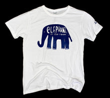 Load image into Gallery viewer, elephant in the room t-shirt, witty and original design on white