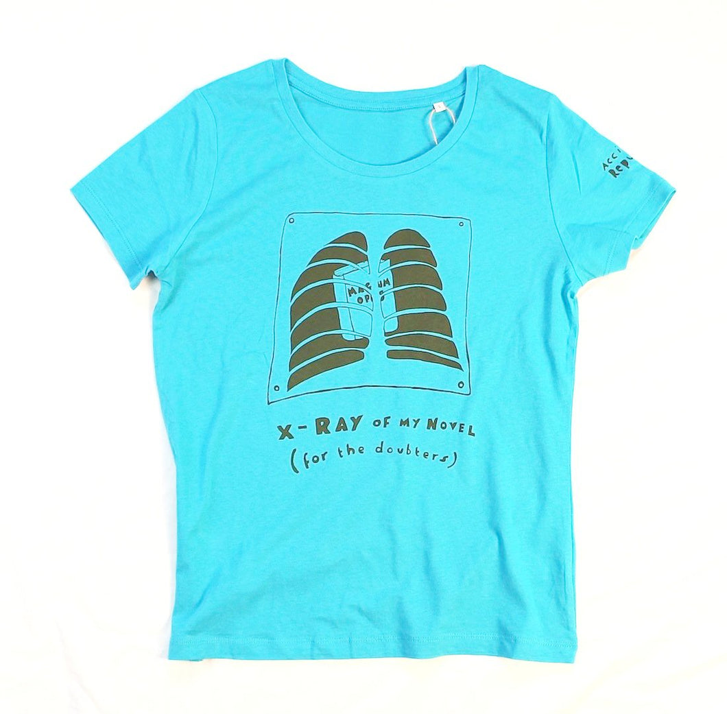 Novel in me unusual and witty t-shirt in blue for women