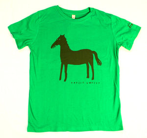 Horse t-shirt for children, cool and fun t-shirt for kids, green