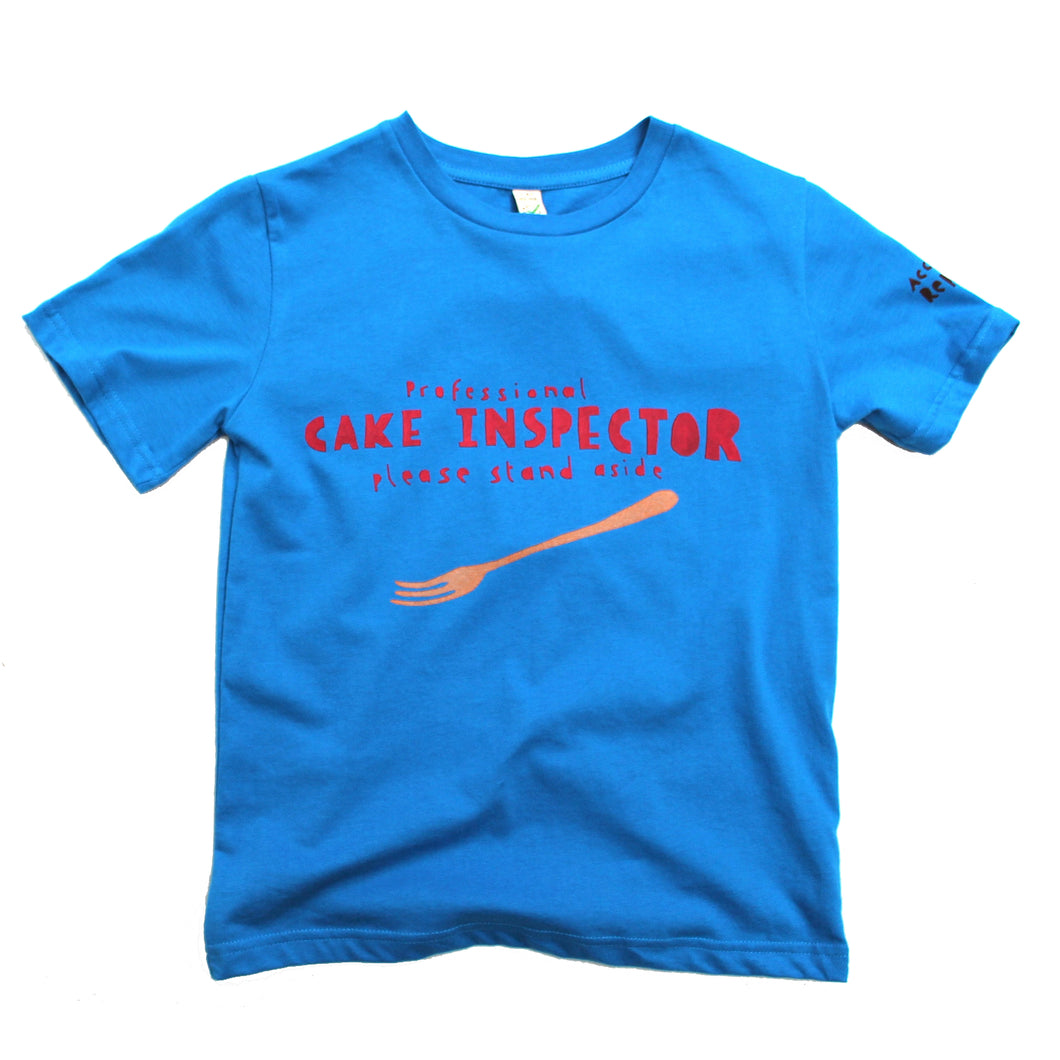Cake eater t-shirt for kids in blue, cool and funny