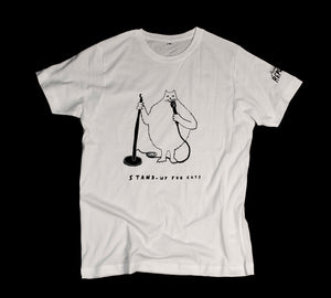 Stand-up for cats cool and original t-shirt in white