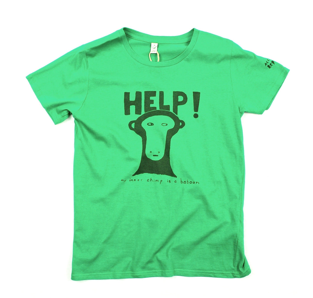 my inner chimp unusual and witty t-shirt, green