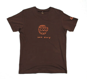 Orange pint of beer on brown jersey, unique and cool t-shirt for beer drinker