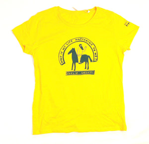 Why is my life happening to me, cool and original t-shirt in yellow, female fitted